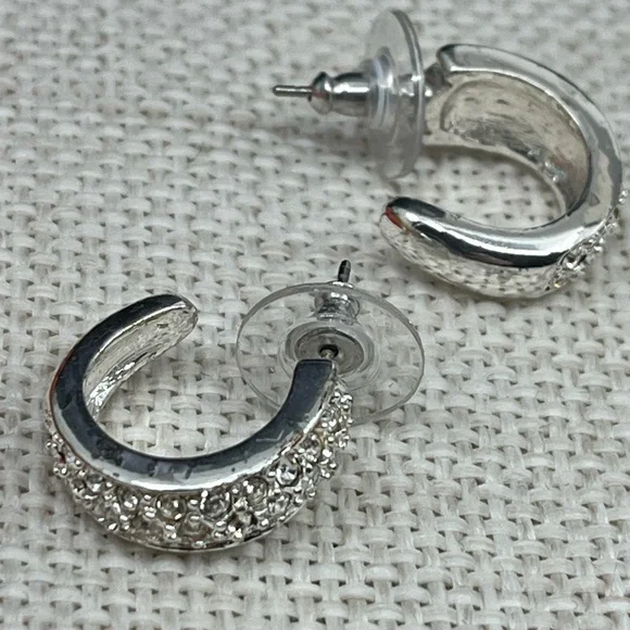 Vintage QVC Necklace & Earring Set – Silver-Tone with Crystal / CZ Accents - Picture 12 of 17